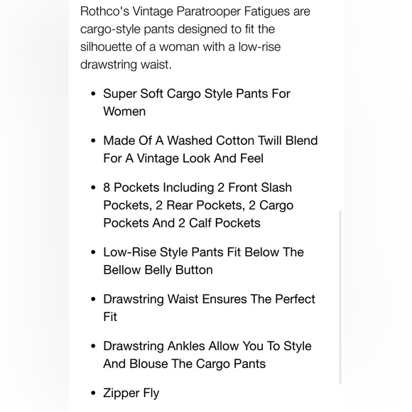 ROTHCO Women’s Vintage look paratrooper fatigue pants. - Picture 4 of 12